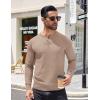 COOFANDY Mens Knit Henley T-Shirts Dress Long Sleeve Sweater Casual Collarless Quarter Button Pullover(Khaki)