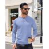 COOFANDY Mens Knit Henley T-Shirts Dress Long Sleeve Sweater Casual Collarless Quarter Button Pullover(Light Blue)