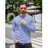 COOFANDY Mens Knit Henley T-Shirts Dress Long Sleeve Sweater Casual Collarless Quarter Button Pullover(Light Blue)
