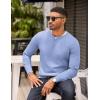 COOFANDY Mens Knit Henley T-Shirts Dress Long Sleeve Sweater Casual Collarless Quarter Button Pullover(Light Blue)