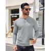 COOFANDY Mens Knit Henley T-Shirts Dress Long Sleeve Sweater Casual Collarless Quarter Button Pullover(Light Grey)