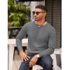 COOFANDY Mens Knit Henley T-Shirts Dress Long Sleeve Sweater Casual Collarless Quarter Button Pullover(Medium Gray)