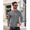 COOFANDY Mens Knit Henley T-Shirts Dress Long Sleeve Sweater Casual Collarless Quarter Button Pullover(Medium Gray)