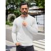 COOFANDY Mens Knit Henley T-Shirts Dress Long Sleeve Sweater Casual Collarless Quarter Button Pullover(White)