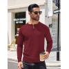 COOFANDY Mens Knit Henley T-Shirts Dress Long Sleeve Sweater Casual Collarless Quarter Button Pullover(Wine Red)