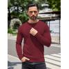 COOFANDY Mens Knit Henley T-Shirts Dress Long Sleeve Sweater Casual Collarless Quarter Button Pullover(Wine Red)