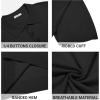 COOFANDY Mens Knit Polo Shirts Casual Short Sleeve Button Down Polo Shirt Classic Golf Shirts(All Black)