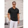 COOFANDY Mens Knit Polo Shirts Casual Short Sleeve Button Down Polo Shirt Classic Golf Shirts(All Black)