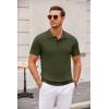 COOFANDY Mens Knit Polo Shirts Casual Short Sleeve Button Down Polo Shirt Classic Golf Shirts(Army Green)