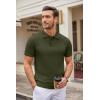 COOFANDY Mens Knit Polo Shirts Casual Short Sleeve Button Down Polo Shirt Classic Golf Shirts(Army Green)