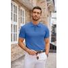 COOFANDY Mens Knit Polo Shirts Casual Short Sleeve Button Down Polo Shirt Classic Golf Shirts(Blue)