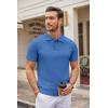 COOFANDY Mens Knit Polo Shirts Casual Short Sleeve Button Down Polo Shirt Classic Golf Shirts(Blue)