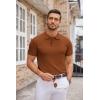 COOFANDY Mens Knit Polo Shirts Casual Short Sleeve Button Down Polo Shirt Classic Golf Shirts(Caramel)