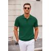 COOFANDY Mens Knit Polo Shirts Casual Short Sleeve Button Down Polo Shirt Classic Golf Shirts(Dark Green)