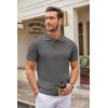 COOFANDY Mens Knit Polo Shirts Casual Short Sleeve Button Down Polo Shirt Classic Golf Shirts(Dark Grey)