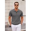 COOFANDY Mens Knit Polo Shirts Casual Short Sleeve Button Down Polo Shirt Classic Golf Shirts(Dark Grey)