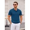 COOFANDY Mens Knit Polo Shirts Casual Short Sleeve Button Down Polo Shirt Classic Golf Shirts(Denim Blue)