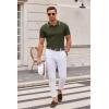 COOFANDY Mens Knit Polo Shirts Casual Short Sleeve Button Down Polo Shirt Classic Golf Shirts(E-army Green White Striped)