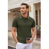 COOFANDY Mens Knit Polo Shirts Casual Short Sleeve Button Down Polo Shirt Classic Golf Shirts(E-army Green White Striped)
