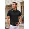 COOFANDY Mens Knit Polo Shirts Casual Short Sleeve Button Down Polo Shirt Classic Golf Shirts(E-black White Striped)