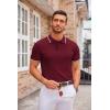 COOFANDY Mens Knit Polo Shirts Casual Short Sleeve Button Down Polo Shirt Classic Golf Shirts(E-wine Red White Striped)