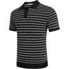COOFANDY Mens Knit Polo Shirts Casual Short Sleeve Button Down Polo Shirt Classic Golf Shirts(F-black/White Striped)