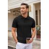 COOFANDY Mens Knit Polo Shirts Casual Short Sleeve Button Down Polo Shirt Classic Golf Shirts(G-black Ribbing)