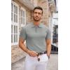 COOFANDY Mens Knit Polo Shirts Casual Short Sleeve Button Down Polo Shirt Classic Golf Shirts(Grey)