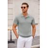 COOFANDY Mens Knit Polo Shirts Casual Short Sleeve Button Down Polo Shirt Classic Golf Shirts(Grey)