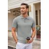 COOFANDY Mens Knit Polo Shirts Casual Short Sleeve Button Down Polo Shirt Classic Golf Shirts(Grey)