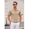 COOFANDY Mens Knit Polo Shirts Casual Short Sleeve Button Down Polo Shirt Classic Golf Shirts(Khaki)