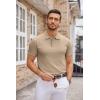 COOFANDY Mens Knit Polo Shirts Casual Short Sleeve Button Down Polo Shirt Classic Golf Shirts(Khaki)