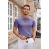 COOFANDY Mens Knit Polo Shirts Casual Short Sleeve Button Down Polo Shirt Classic Golf Shirts(Light Purple)