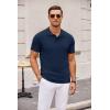 COOFANDY Mens Knit Polo Shirts Casual Short Sleeve Button Down Polo Shirt Classic Golf Shirts(Navy Blue)