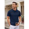 COOFANDY Mens Knit Polo Shirts Casual Short Sleeve Button Down Polo Shirt Classic Golf Shirts(Navy Blue)