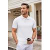 COOFANDY Mens Knit Polo Shirts Casual Short Sleeve Button Down Polo Shirt Classic Golf Shirts(White)