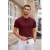 COOFANDY Mens Knit Polo Shirts Casual Short Sleeve Button Down Polo Shirt Classic Golf Shirts(Wine Red)