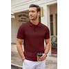 COOFANDY Mens Knit Polo Shirts Casual Short Sleeve Button Down Polo Shirt Classic Golf Shirts(Wine Red)