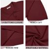 COOFANDY Mens Knit Polo Shirts Casual Short Sleeve Button Down Polo Shirt Classic Golf Shirts(Wine Red)
