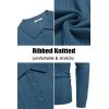 COOFANDY Men’s Knit Polo Shirts Long Sleeve Casual Button Down Ribbed Polo Shirt Fashion Golf Shirts(Blue)
