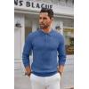 COOFANDY Men’s Knit Polo Shirts Long Sleeve Casual Button Down Ribbed Polo Shirt Fashion Golf Shirts(Denim Blue)