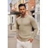 COOFANDY Men’s Knit Polo Shirts Long Sleeve Casual Button Down Ribbed Polo Shirt Fashion Golf Shirts(Khaki)