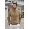COOFANDY Men’s Knit Polo Shirts Long Sleeve Casual Button Down Ribbed Polo Shirt Fashion Golf Shirts(Light Brown)