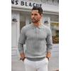 COOFANDY Men’s Knit Polo Shirts Long Sleeve Casual Button Down Ribbed Polo Shirt Fashion Golf Shirts(Light Grey)