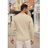 COOFANDY Men’s Knit Polo Shirts Long Sleeve Casual Button Down Ribbed Polo Shirt Fashion Golf Shirts(Light Khaki)
