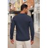 COOFANDY Men’s Knit Polo Shirts Long Sleeve Casual Button Down Ribbed Polo Shirt Fashion Golf Shirts(Navy Blue)
