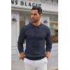 COOFANDY Men’s Knit Polo Shirts Long Sleeve Casual Button Down Ribbed Polo Shirt Fashion Golf Shirts(Navy Blue)