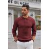 COOFANDY Men’s Knit Polo Shirts Long Sleeve Casual Button Down Ribbed Polo Shirt Fashion Golf Shirts(Wine Red)