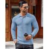 COOFANDY Men’s Knit Polo Shirts Long Sleeve Sweater Polo Lightweight Fashion Casual Collared T Shirts(Airy Blue)