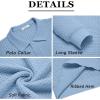 COOFANDY Men’s Knit Polo Shirts Long Sleeve Sweater Polo Lightweight Fashion Casual Collared T Shirts(Airy Blue)